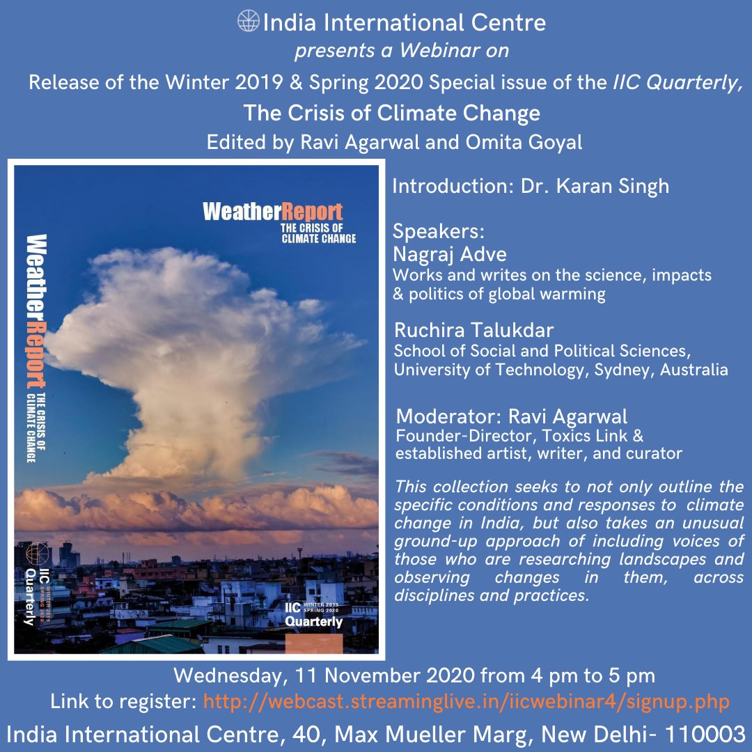 Webinar — The Crisis of Climate Change: Release of the Winter 2019 & Spring 2020 Special issue of the IIC Quarterly — Nov. 11, 2020